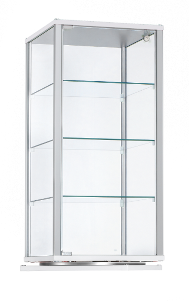 Alu-Aufsatzvitrine drehbar 41,7x41,7x97,2 cm, optional LED Beleuchtung