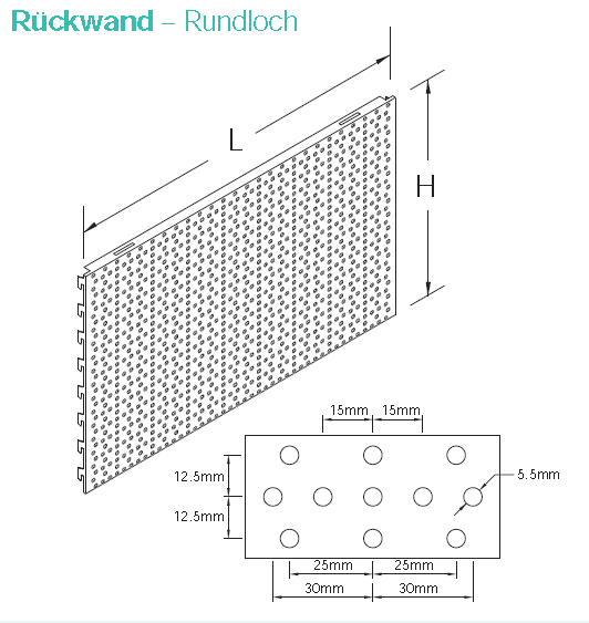 Rückwand gelocht H 40 cm