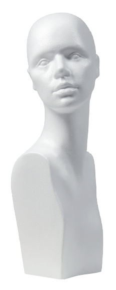 Damenkopf Styropor mit Schulteransatz, weiss