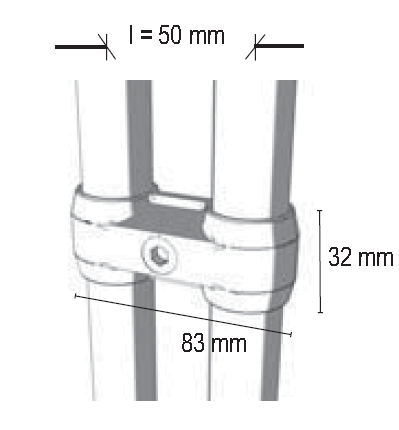 Parallelverbinder für 2xØ25mm
