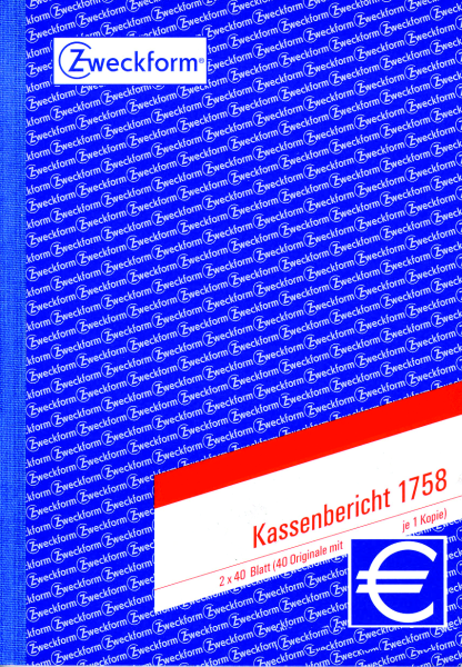 Zweckform-Formular Kassenbericht 1758 2x40Blatt