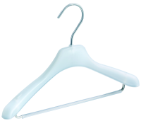 Babyjackenbügel mit Steg , 28cm, transparent gefrostet Babyjackenbügel mit Steg , 28cm, transparent gefrostet