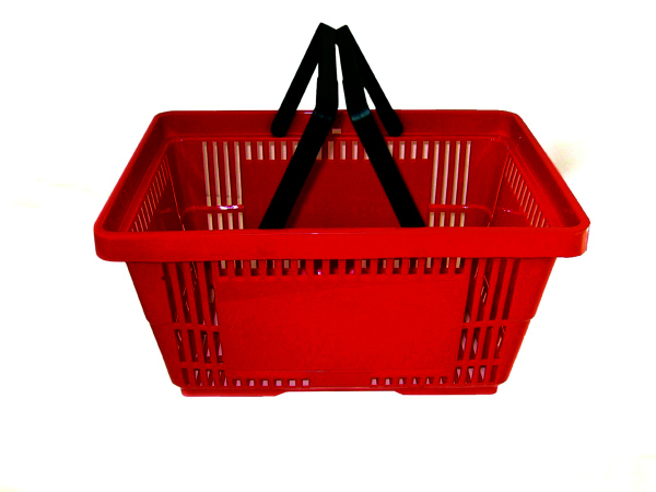 Kunstoff-Einkaufskorb 22 Liter, 2 Griffe, Farbe rot