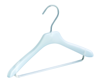 Babyshirtbügel mit Steg 28cm, transparent gefrostet Babyshirtbügel mit Steg 28cm, transparent gefrostet